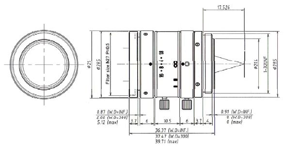 M2518-MPW2 5 Megapixel Ultra Low Distortion Lens